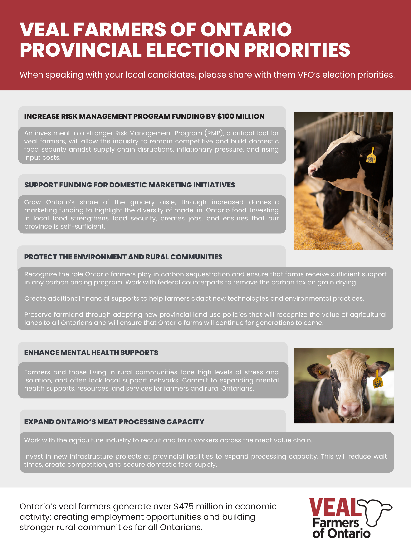 VFO provincial election priorities Veal Farmers of Ontario